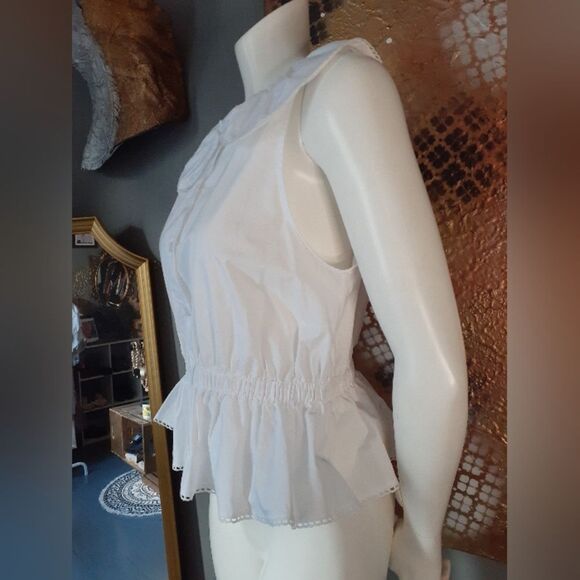 Zara Nwot 100% Cotton White Ruffled Women's Top - Picture 3 of 10